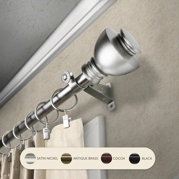 Kd Encimera 0.8125 in. Kingsly Curtain Rod with 28 to 48 in. Extension, Satin Nickel KD3726105